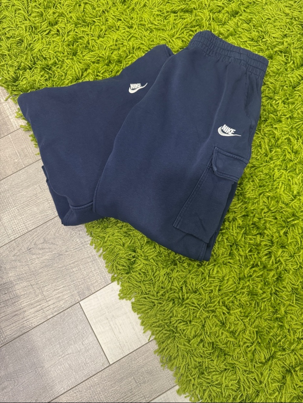 Nike Kids Navy Blue Cargo Joggers - White Logo set